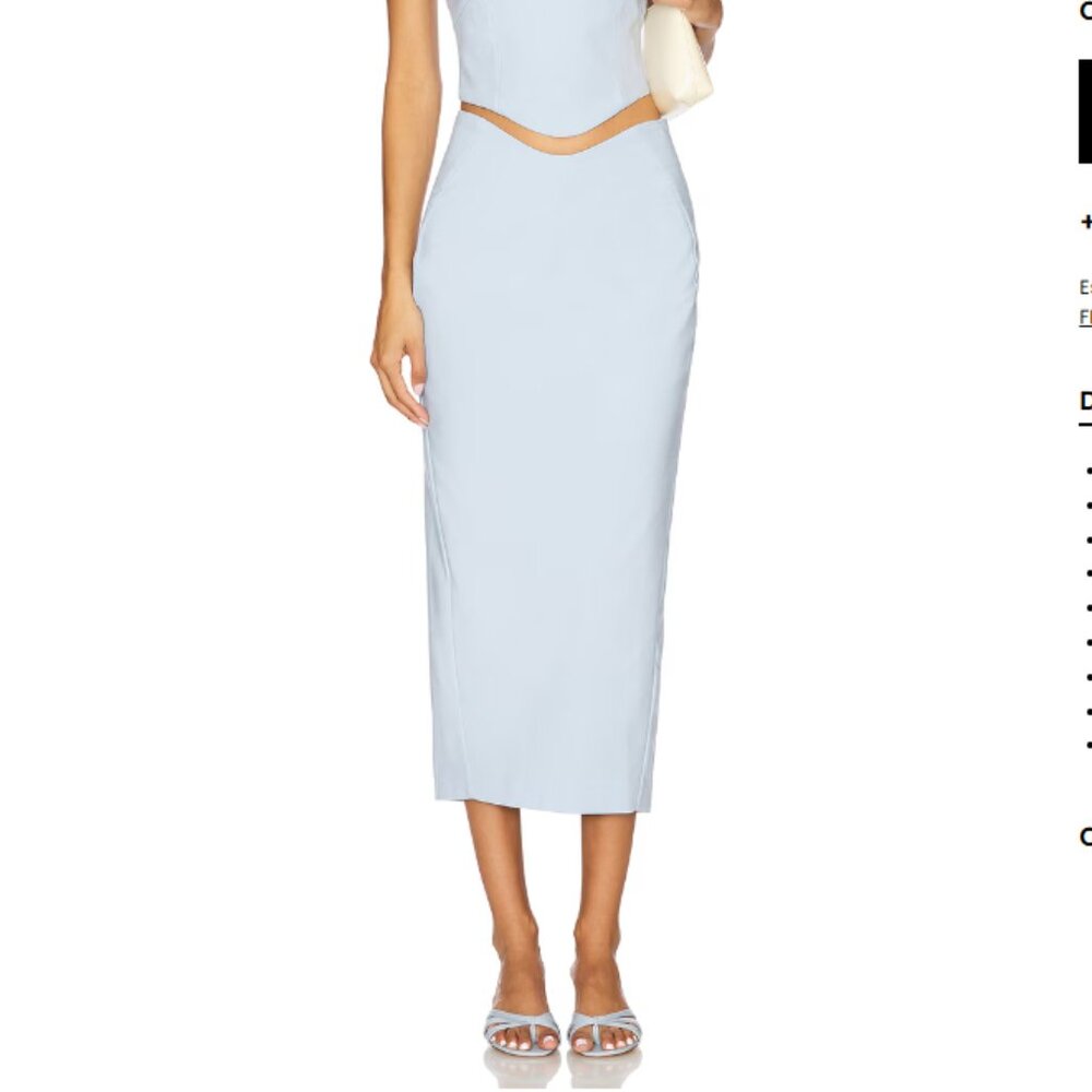 Camila Coelho Lotta Midi Skirt in Barely Blue